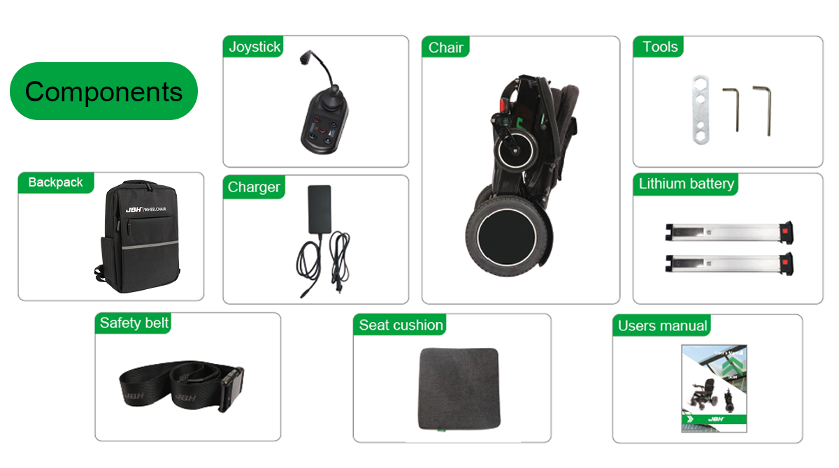 JBH كرسي متحرك كهربائي ألياف الكربون DC06